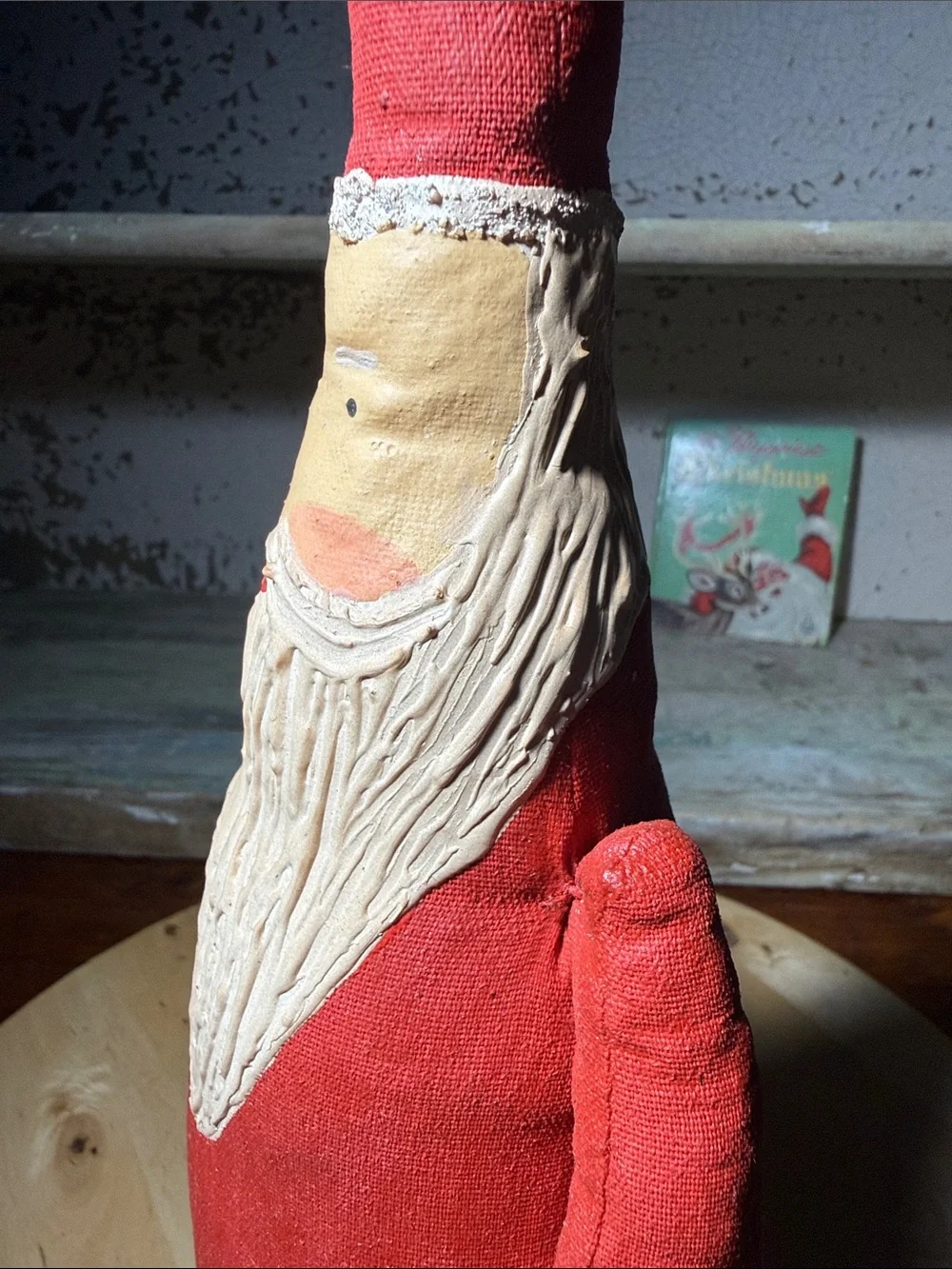 18” Hand Painted Red Santa Figurine with Star Accent